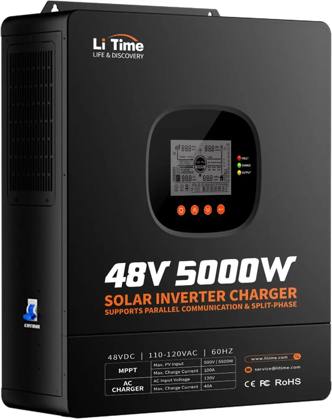 Инвертор LiTime 5000 Вт с чист – обзор и цена Parallel Solar Inverter 48V 5000W Mppt